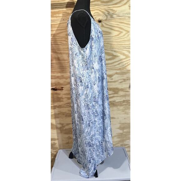 Old Navy Floral Chiffon Maxi Dress Blue Womens Size Large Beachy Sheer Boho - Picture 5 of 16